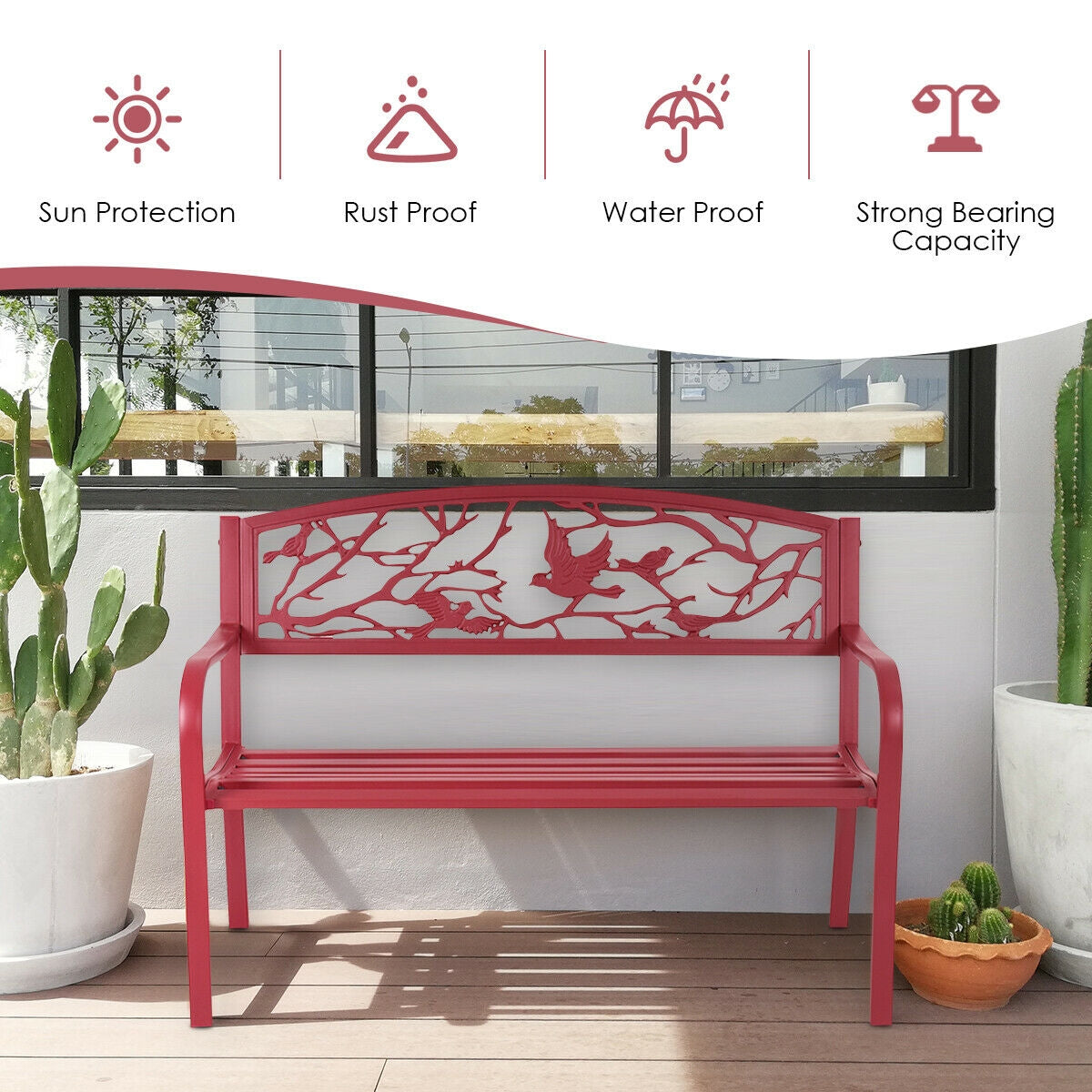 Red Garden Bench or for Patio - Outdoor Furniture