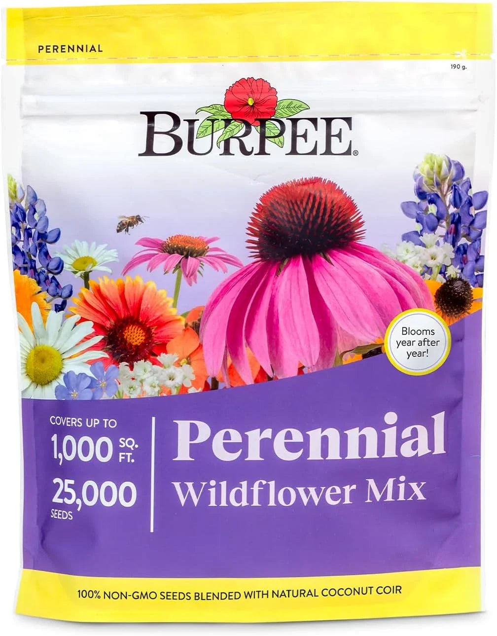Wildflower Seeds Bulk Pack 25,000 Non-GMO Pollinator Mix for Gardens, 18 Varieties, Flower Garden Seeds