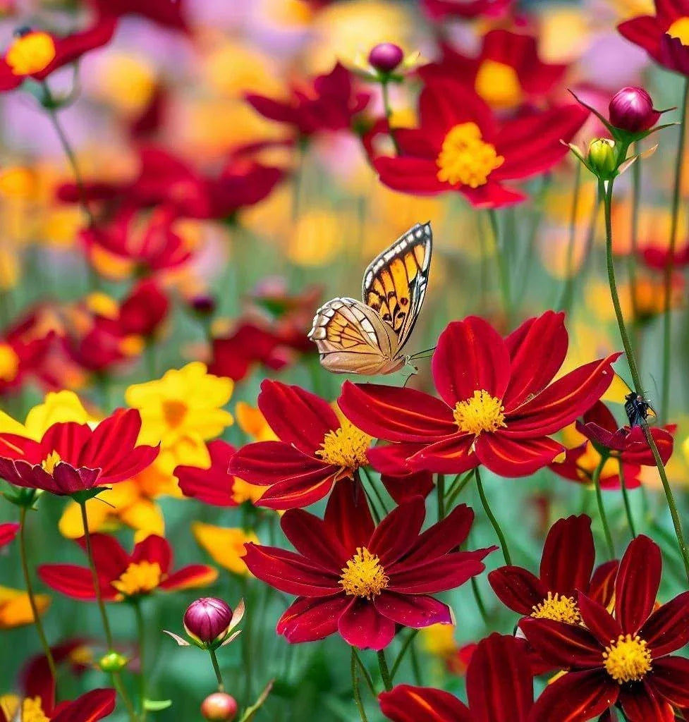 Dwarf Coreopsis Seeds - 2000+ Perennial Wildflower Seeds for Garden, Coreopsis tinctoria, Bright Yellow Blooms, Attracts Pollinators