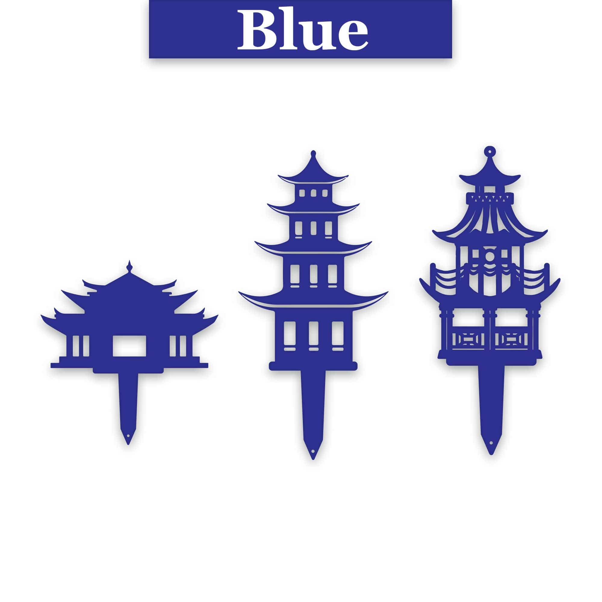Set of 3 Zen Garden Pagoda Garden Stakes