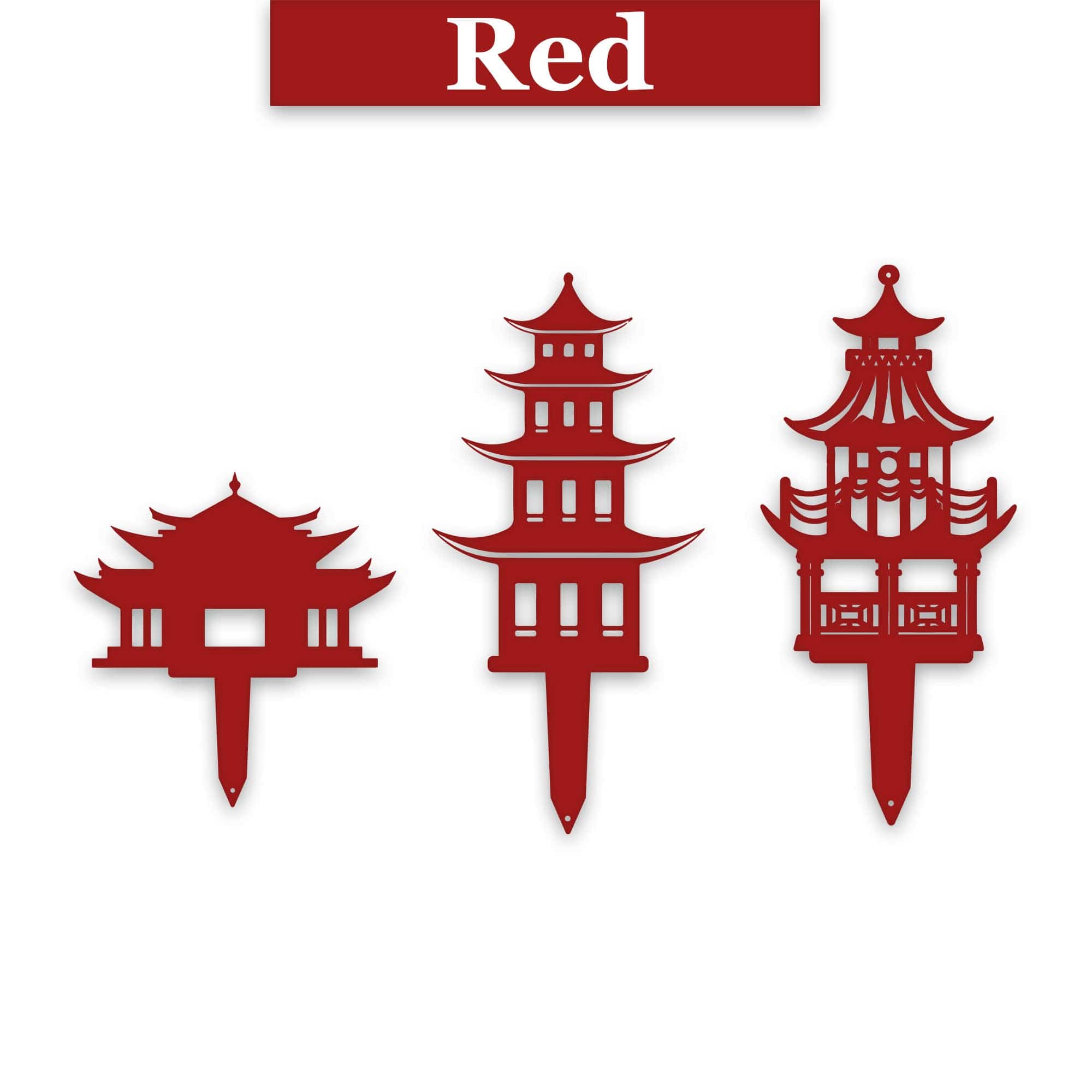Set of 3 Zen Garden Pagoda Garden Stakes