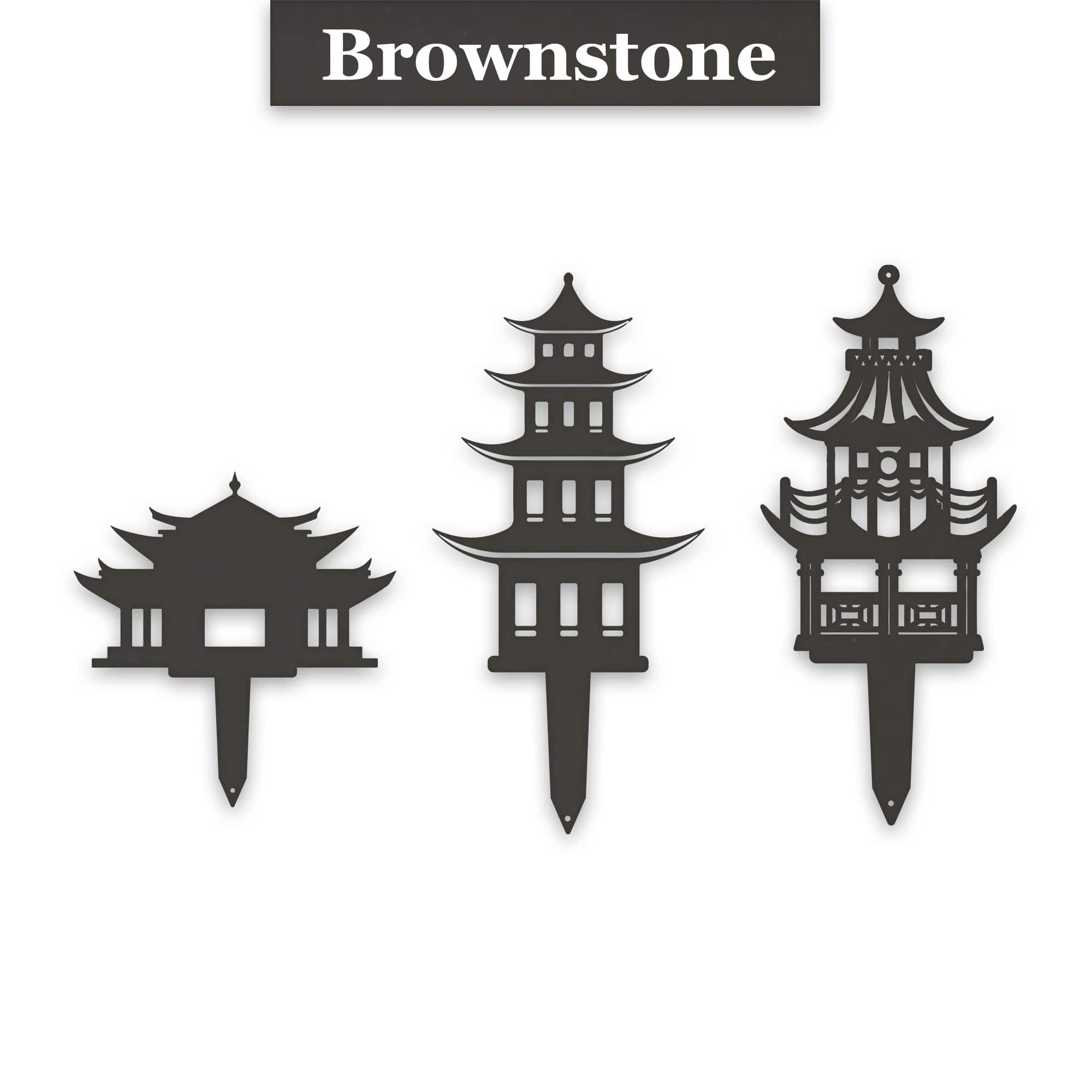 Set of 3 Zen Garden Pagoda Garden Stakes