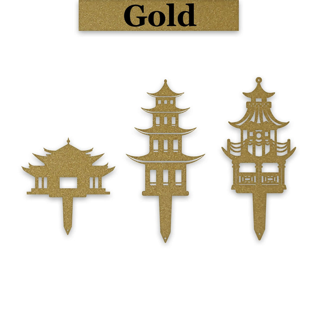 Set of 3 Zen Garden Pagoda Garden Stakes
