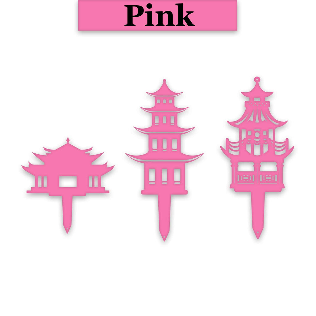 Set of 3 Zen Garden Pagoda Garden Stakes