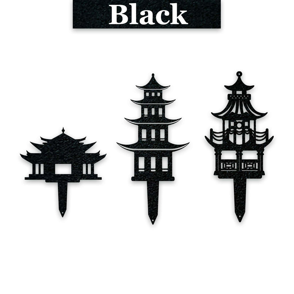 Set of 3 Zen Garden Pagoda Garden Stakes