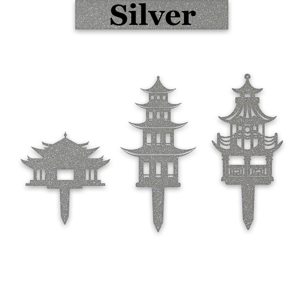 Set of 3 Zen Garden Pagoda Garden Stakes