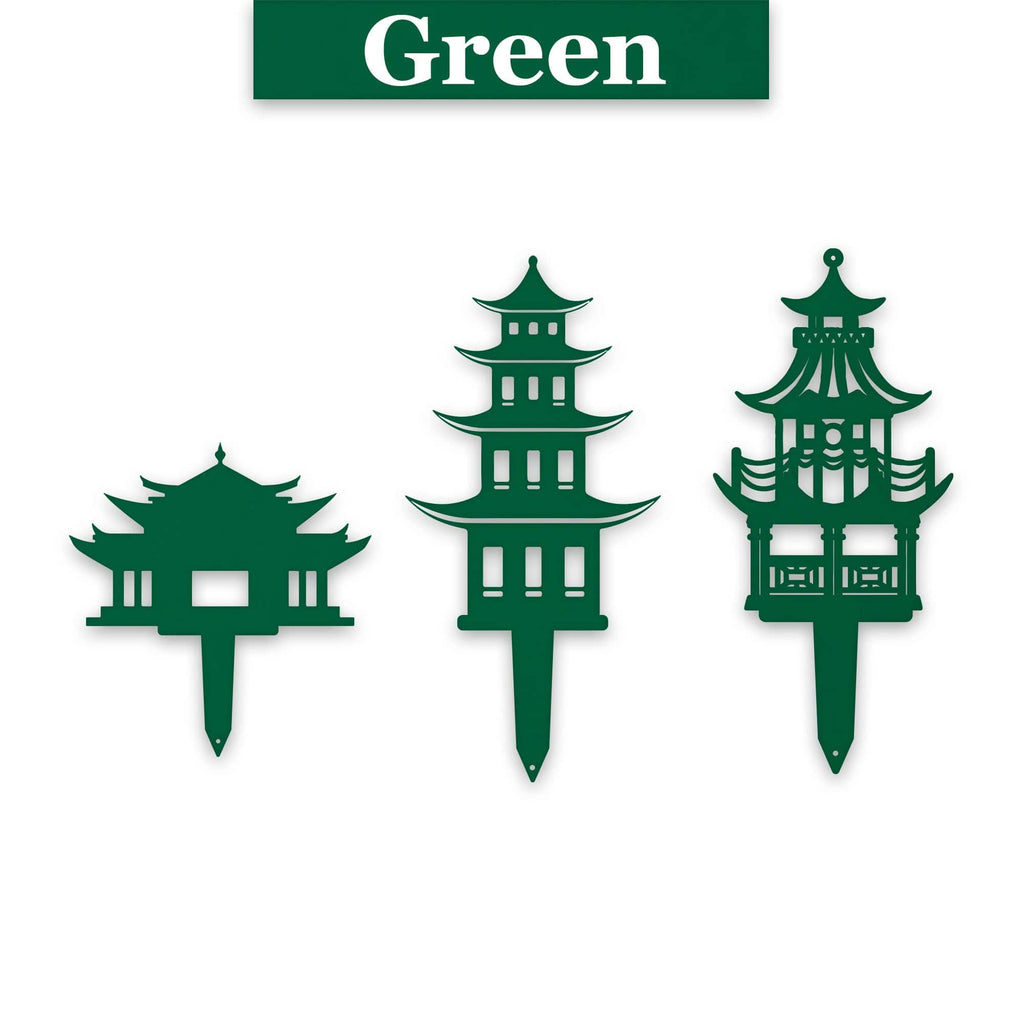 Set of 3 Zen Garden Pagoda Garden Stakes