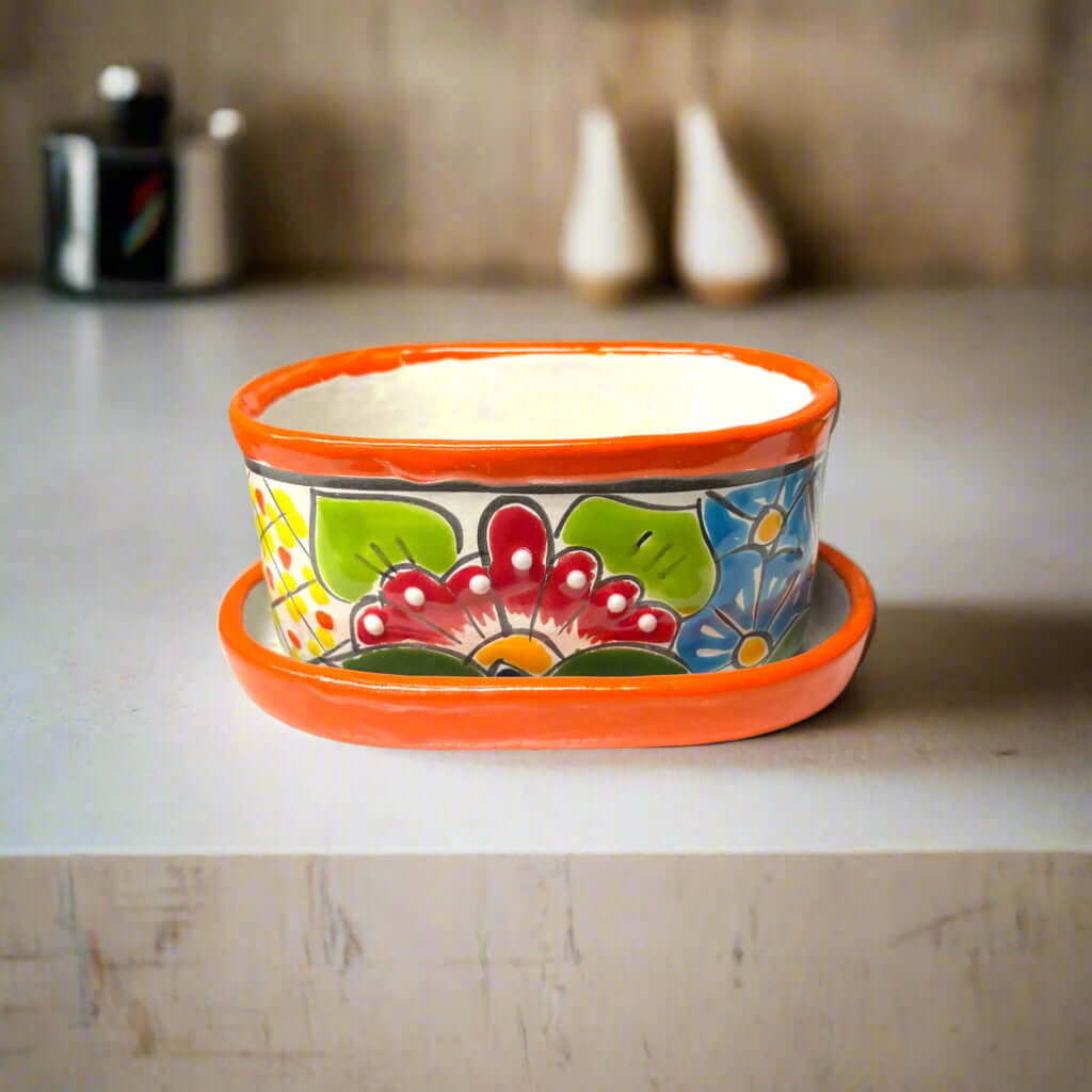 Small Talavera Flower Pot | Colorful Hand-Painted Mexican Planter