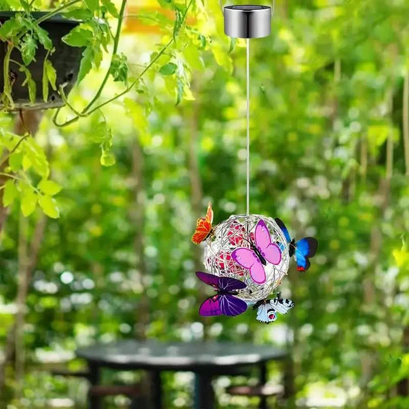 Solar Butterfly Wind Chime Lights, Garden Hanging Decor Lighting Fixture