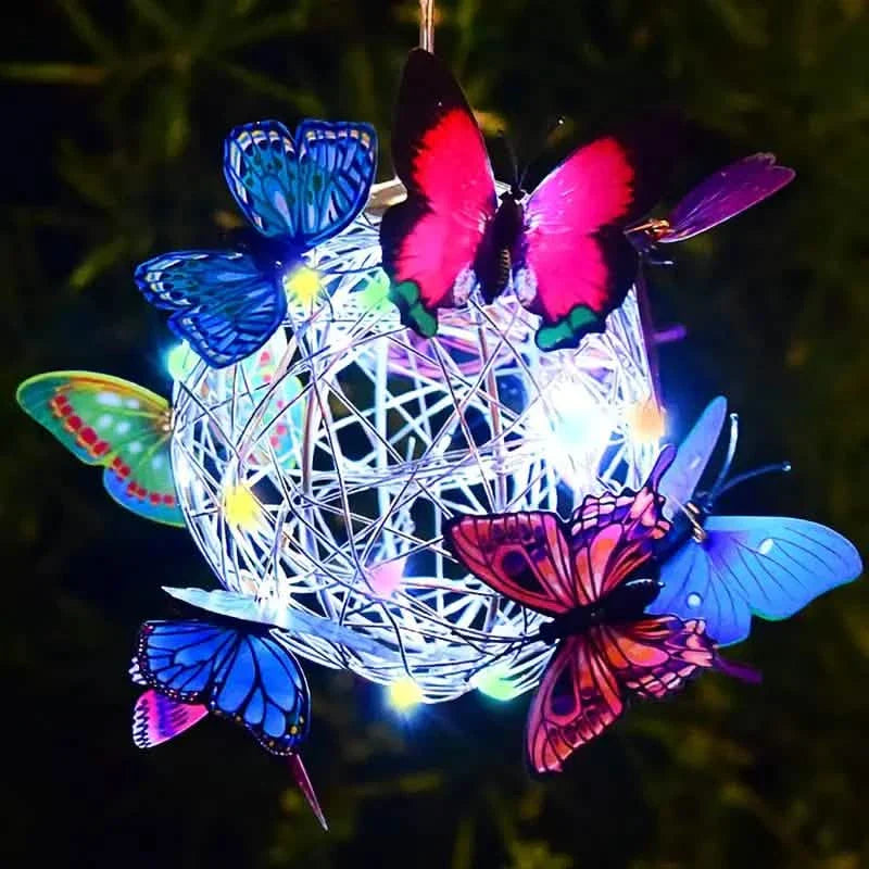 Solar Butterfly Wind Chime Lights, Garden Hanging Decor Lighting Fixture
