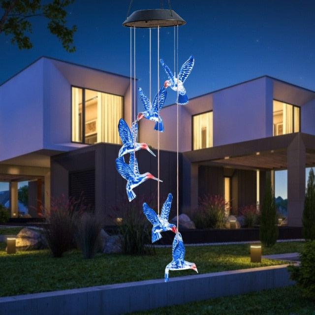 Solar Power Butterfly Wind Chime Crystal Lamp Butterfly Solar Wind Chimes Outdoor Color Changing LED Lighted Wind Chime Waterproof Memorial Gift Mobile Wind Chime Solar Powered Colorful Hanging Light Waterproof Outdoor Wind Chime Solar Light For Garden
