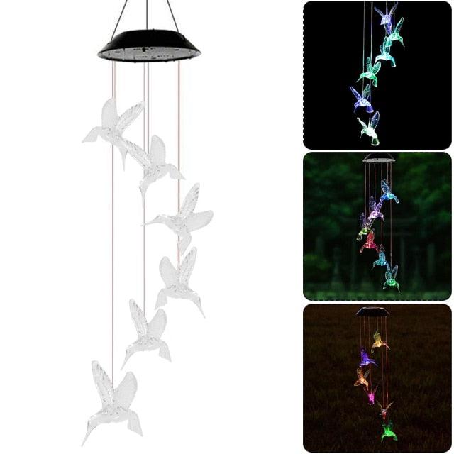 Solar Power Butterfly Wind Chime Crystal Lamp Butterfly Solar Wind Chimes Outdoor Color Changing LED Lighted Wind Chime Waterproof Memorial Gift Mobile Wind Chime Solar Powered Colorful Hanging Light Waterproof Outdoor Wind Chime Solar Light For Garden
