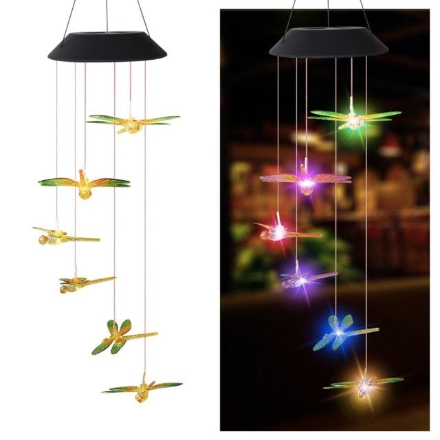 Solar Power Butterfly Wind Chime Crystal Lamp Butterfly Solar Wind Chimes Outdoor Color Changing LED Lighted Wind Chime Waterproof Memorial Gift Mobile Wind Chime Solar Powered Colorful Hanging Light Waterproof Outdoor Wind Chime Solar Light For Garden
