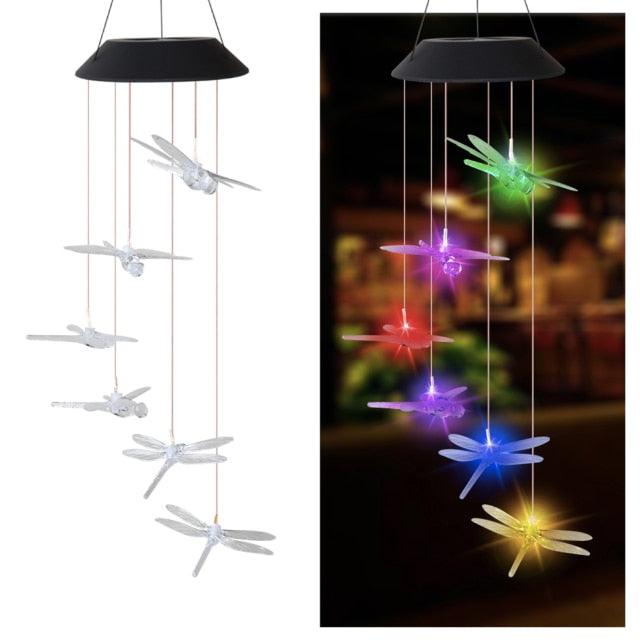 Solar Power Butterfly Wind Chime Crystal Lamp Butterfly Solar Wind Chimes Outdoor Color Changing LED Lighted Wind Chime Waterproof Memorial Gift Mobile Wind Chime Solar Powered Colorful Hanging Light Waterproof Outdoor Wind Chime Solar Light For Garden