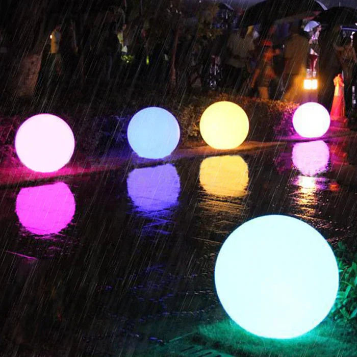 Modern PE Globe Outdoor Garden Light | Rechargeable 16 Color LED Outdoor Lamp