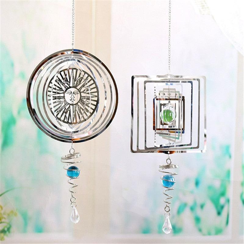 Stainless Steel 3D  Sculptures Kinetic Hanging Metal Rotating Wind Chime Christmas Pendant Hanging Wind Spinner Spiral Wind-chimes Garden Yard Home Decor Christmas Decoration Garden Decor Room Indoor Outdoor Decor For Patio & Lawn Crafts Ornaments