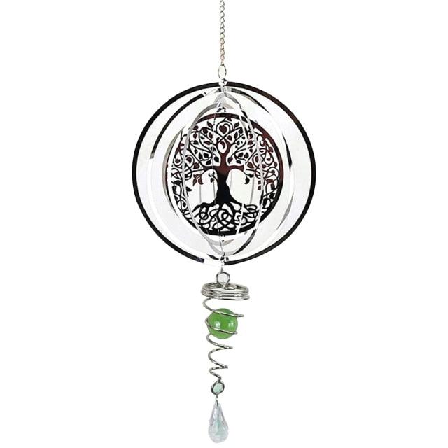 Stainless Steel Metal Wind Spinner Indoor Outdoor Garden Sculptures Kinetic Hanging Yard Garden House Art Decoration Crafts 3D Pattern Ornaments Rotating Hanging Decor Outside Indoor Gifts Crafts Ornaments For Balcony Porch Patio