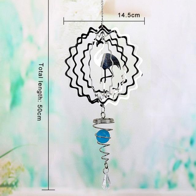 Stainless Steel Metal Wind Spinner Indoor Outdoor Garden Sculptures Kinetic Hanging Yard Garden House Art Decoration Crafts 3D Pattern Ornaments Rotating Hanging Decor Outside Indoor Gifts Crafts Ornaments For Balcony Porch Patio