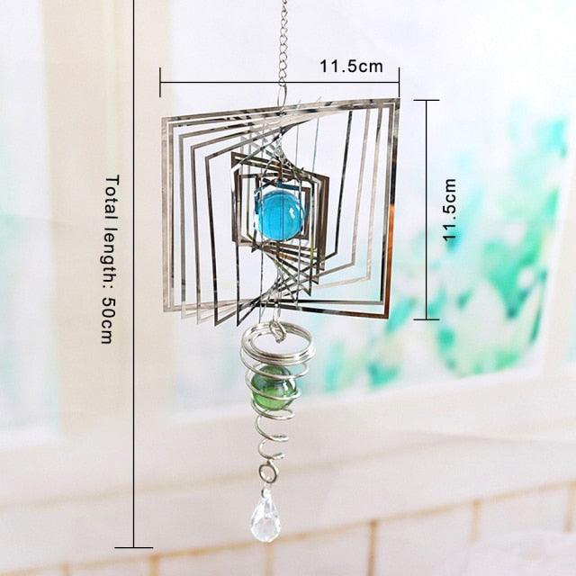 Stainless Steel Metal Wind Spinner Indoor Outdoor Garden Sculptures Kinetic Hanging Yard Garden House Art Decoration Crafts 3D Pattern Ornaments Rotating Hanging Decor Outside Indoor Gifts Crafts Ornaments For Balcony Porch Patio