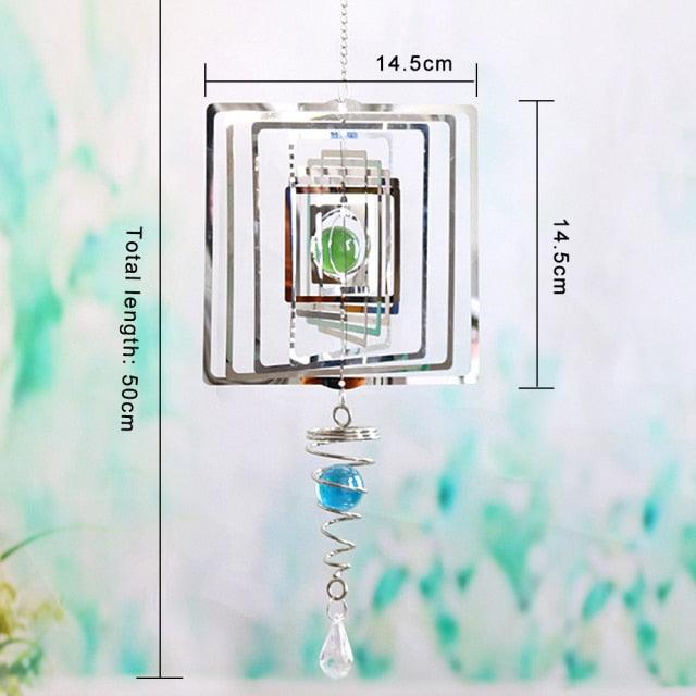 Stainless Steel Metal Wind Spinner Indoor Outdoor Garden Sculptures Kinetic Hanging Yard Garden House Art Decoration Crafts 3D Pattern Ornaments Rotating Hanging Decor Outside Indoor Gifts Crafts Ornaments For Balcony Porch Patio