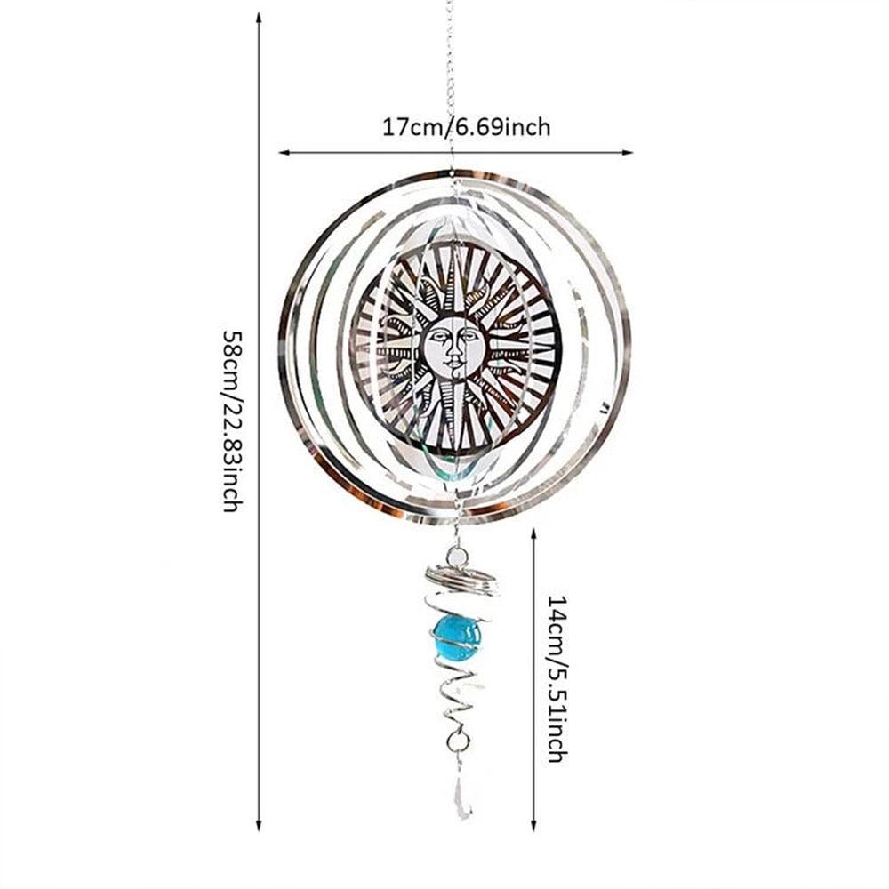 Stainless Steel Metal Wind Spinner Indoor Outdoor Garden Sculptures Kinetic Hanging Yard Garden House Art Decoration Crafts 3D Pattern Ornaments Rotating Hanging Decor Outside Indoor Gifts Crafts Ornaments For Balcony Porch Patio