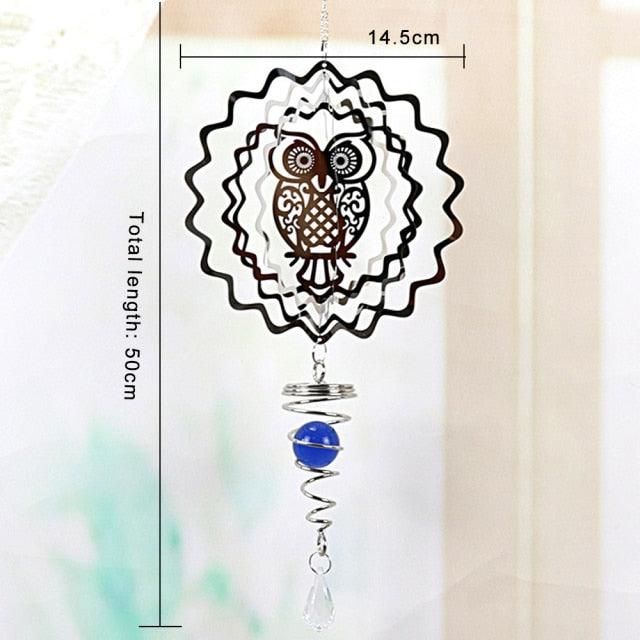 Stainless Steel Metal Wind Spinner Indoor Outdoor Garden Sculptures Kinetic Hanging Yard Garden House Art Decoration Crafts 3D Pattern Ornaments Rotating Hanging Decor Outside Indoor Gifts Crafts Ornaments For Balcony Porch Patio