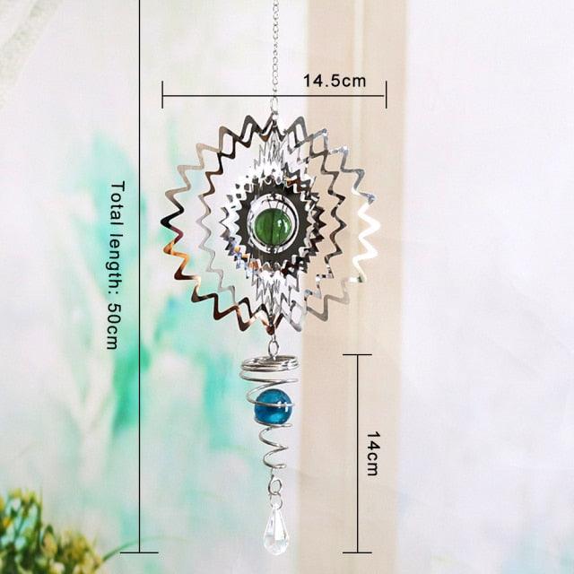 Stainless Steel Metal Wind Spinner Indoor Outdoor Garden Sculptures Kinetic Hanging Yard Garden House Art Decoration Crafts 3D Pattern Ornaments Rotating Hanging Decor Outside Indoor Gifts Crafts Ornaments For Balcony Porch Patio