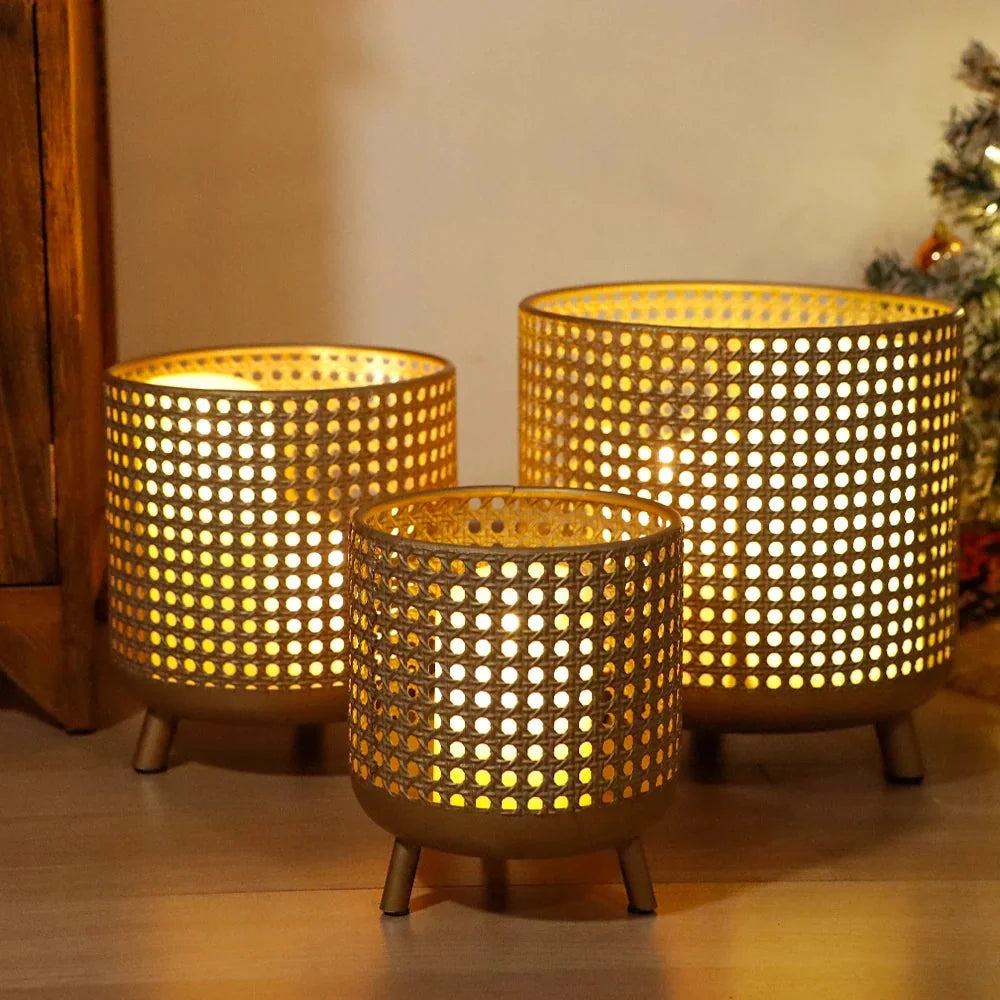 Set of 3 Plant Pots 10/8.5/7''H (Antique Gold)