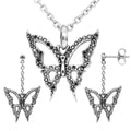Sterling Butterfly Necklace And Earrings Jewelry Set