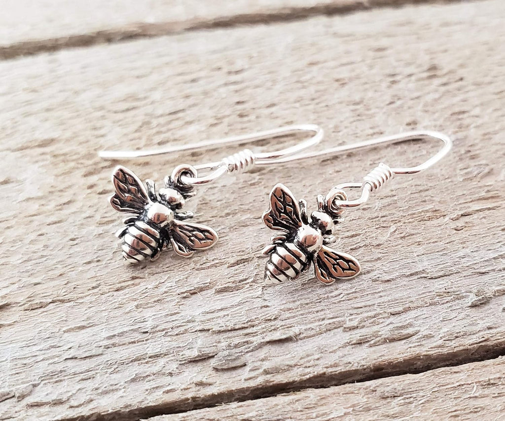 Sterling Silver Bee Dangle Earrings