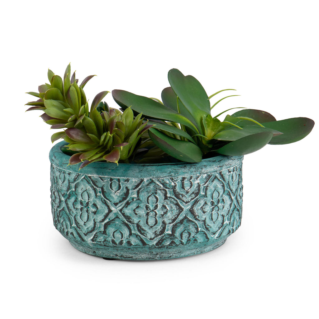 Turquoise 3.75" Cement Pot