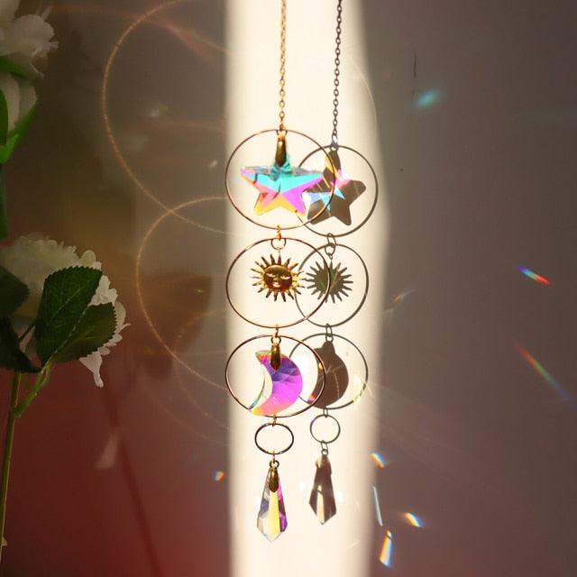 Sun-catchers Beads Colorful Rainbow Crystal Hanging Crystal Wind Chimes Butterfly Bird Prisms Crystal Pendant For Garden Window Car Wedding Plants Home Decoration