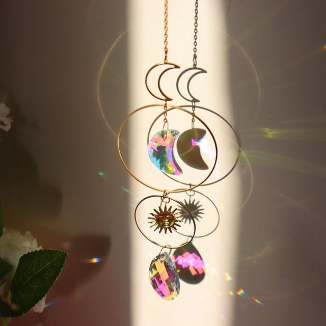 Sun-catchers Beads Colorful Rainbow Crystal Hanging Crystal Wind Chimes Butterfly Bird Prisms Crystal Pendant For Garden Window Car Wedding Plants Home Decoration