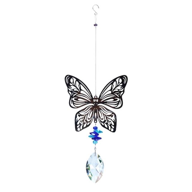 Sun-catchers Beads Colorful Rainbow Crystal Hanging Crystal Wind Chimes Butterfly Bird Prisms Crystal Pendant For Garden Window Car Wedding Plants Home Decoration