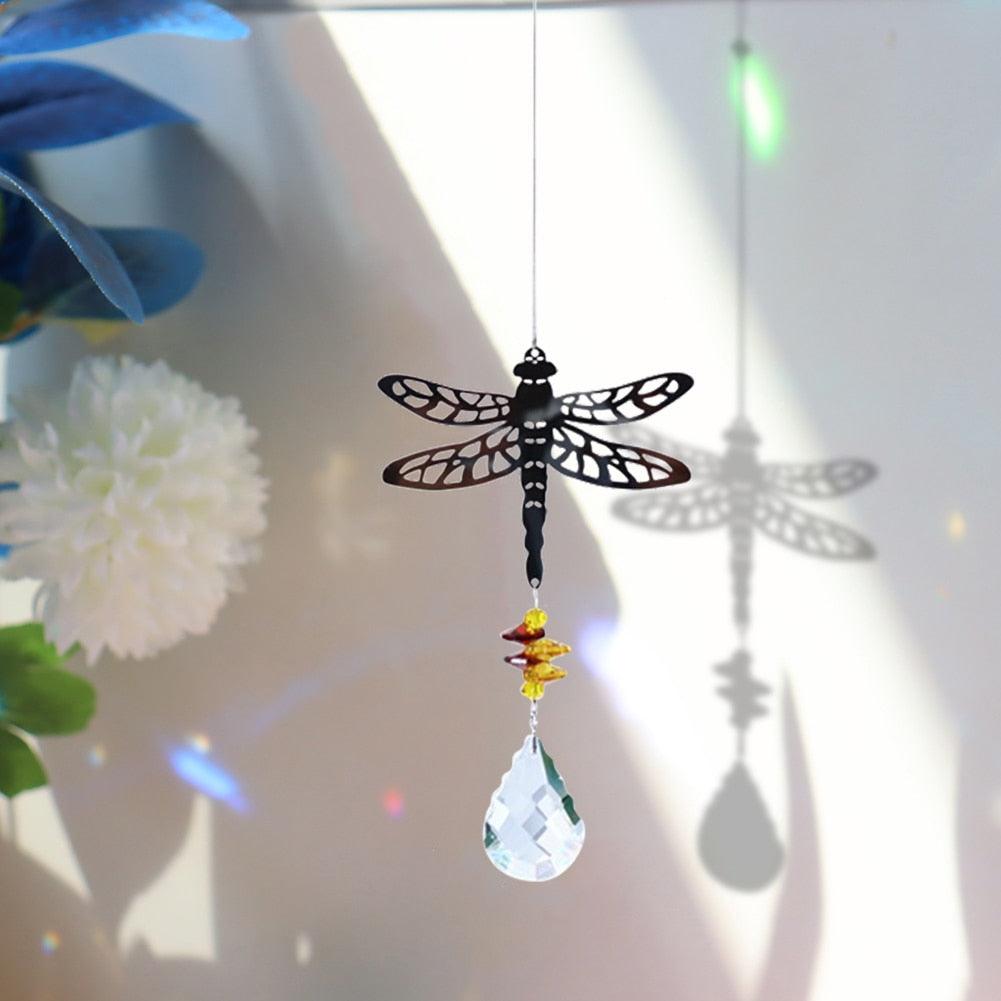 Sun-catchers Beads Colorful Rainbow Crystal Hanging Crystal Wind Chimes Butterfly Bird Prisms Crystal Pendant For Garden Window Car Wedding Plants Home Decoration