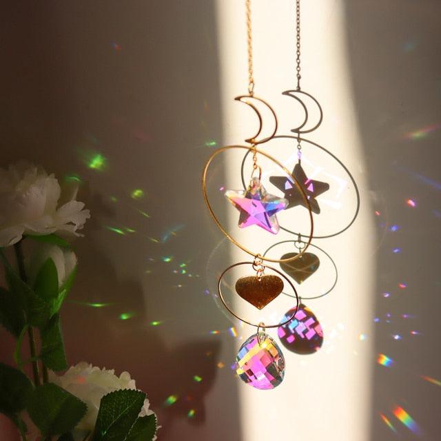 Sun-catchers Beads Colorful Rainbow Crystal Hanging Crystal Wind Chimes Butterfly Bird Prisms Crystal Pendant For Garden Window Car Wedding Plants Home Decoration