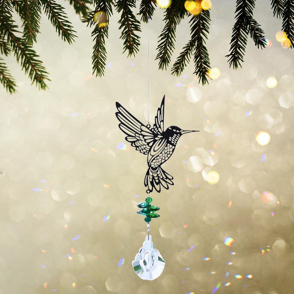 Sun-catchers Beads Colorful Rainbow Crystal Hanging Crystal Wind Chimes Butterfly Bird Prisms Crystal Pendant For Garden Window Car Wedding Plants Home Decoration