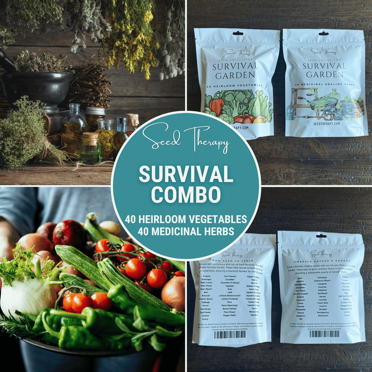 Survival Garden Seed Kit – 80 Varieties with 9,100+ Heirloom Vegetable & Medicinal Herb Seeds for Self-Sufficiency