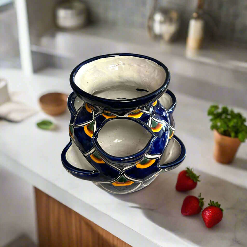 Talavera Strawberry Planter | Blue Peacock Design