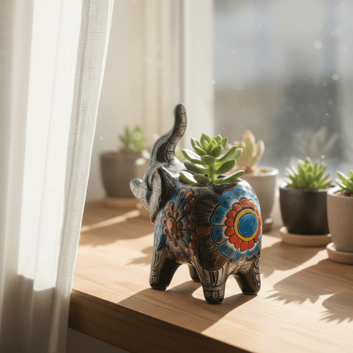 Talavera Cat Planter | Day of the Dead Ceramic Decor