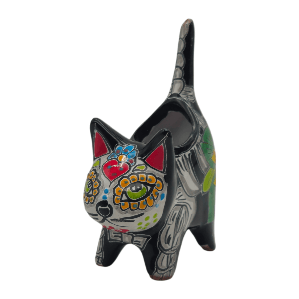 Talavera Cat Planter | Day of the Dead Ceramic Decor