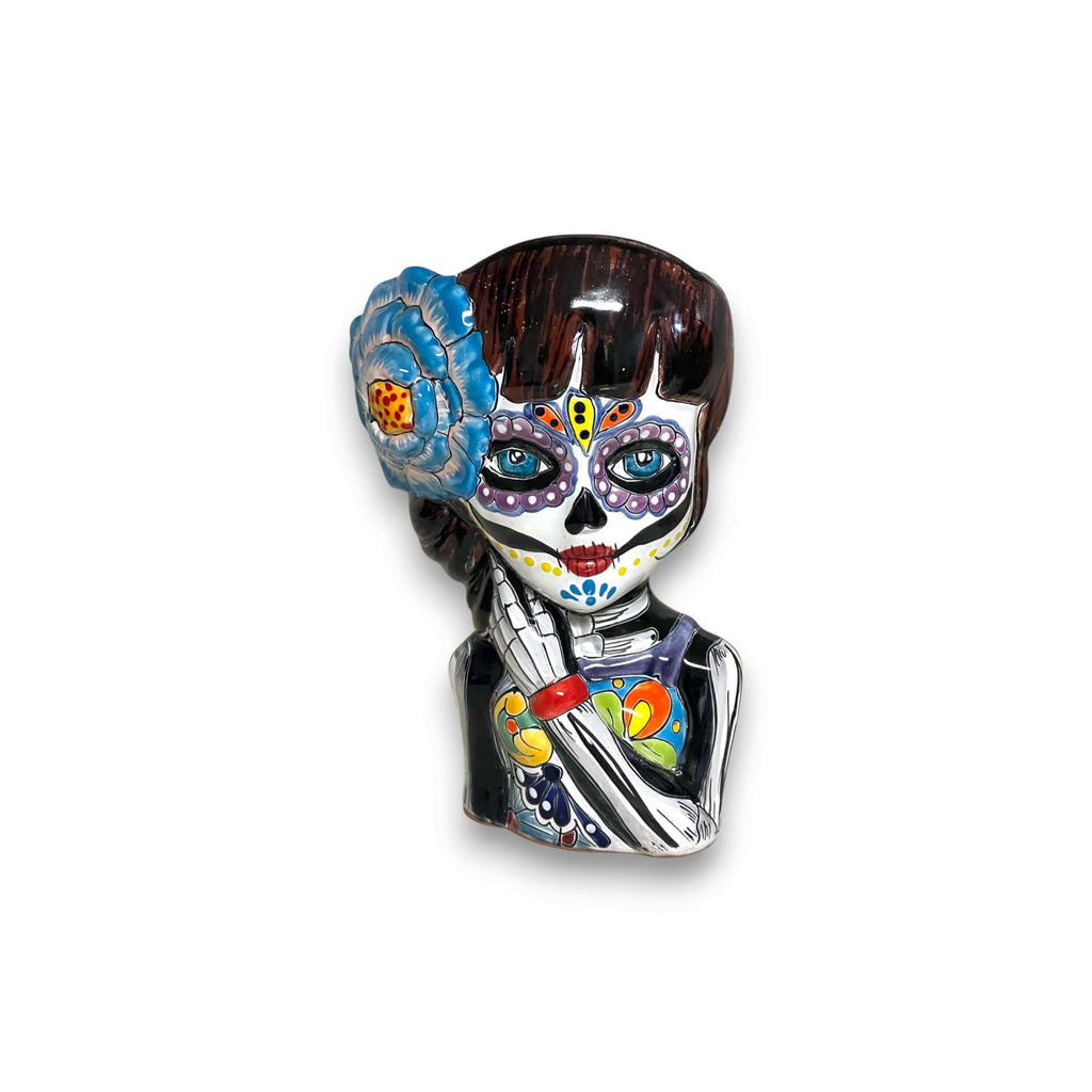 Talavera Day of the Dead Face Planter | Handmade Skull Ceramic Pot