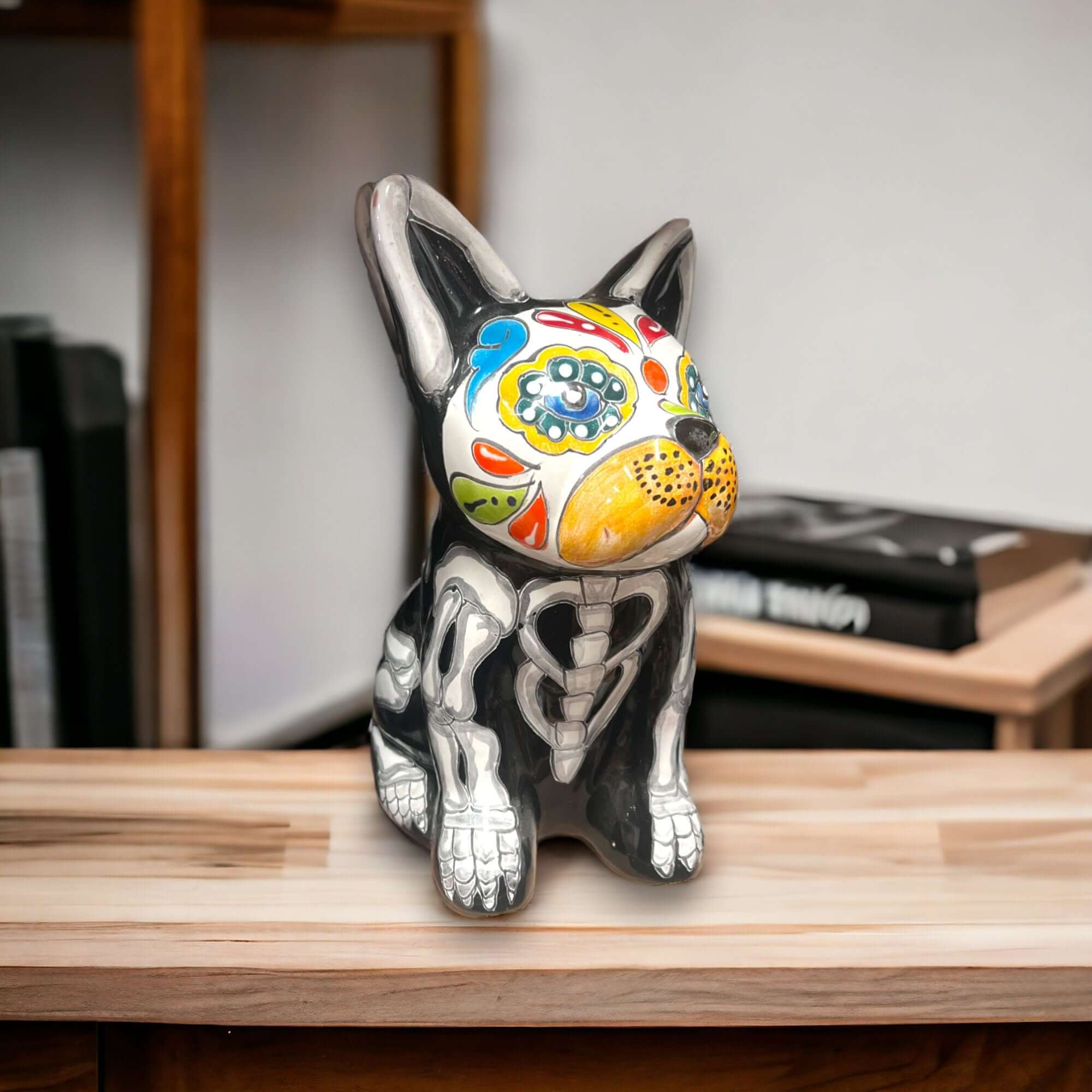 Talavera French Bulldog Statue | Day of the Dead Mexican Decor