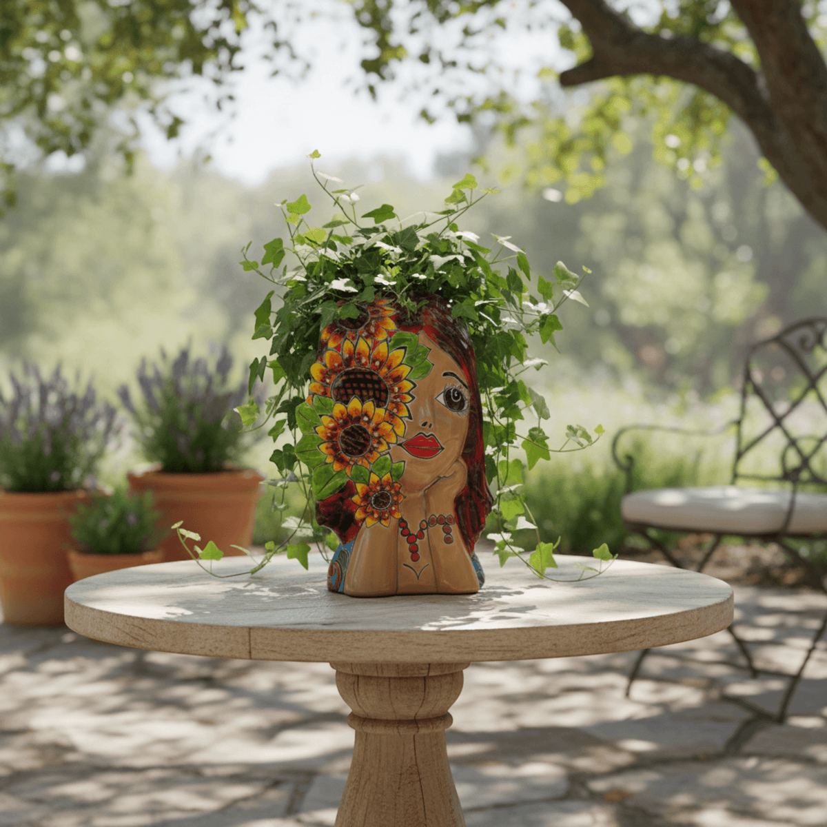 Talavera Lady Face Planter | Sunflower Design