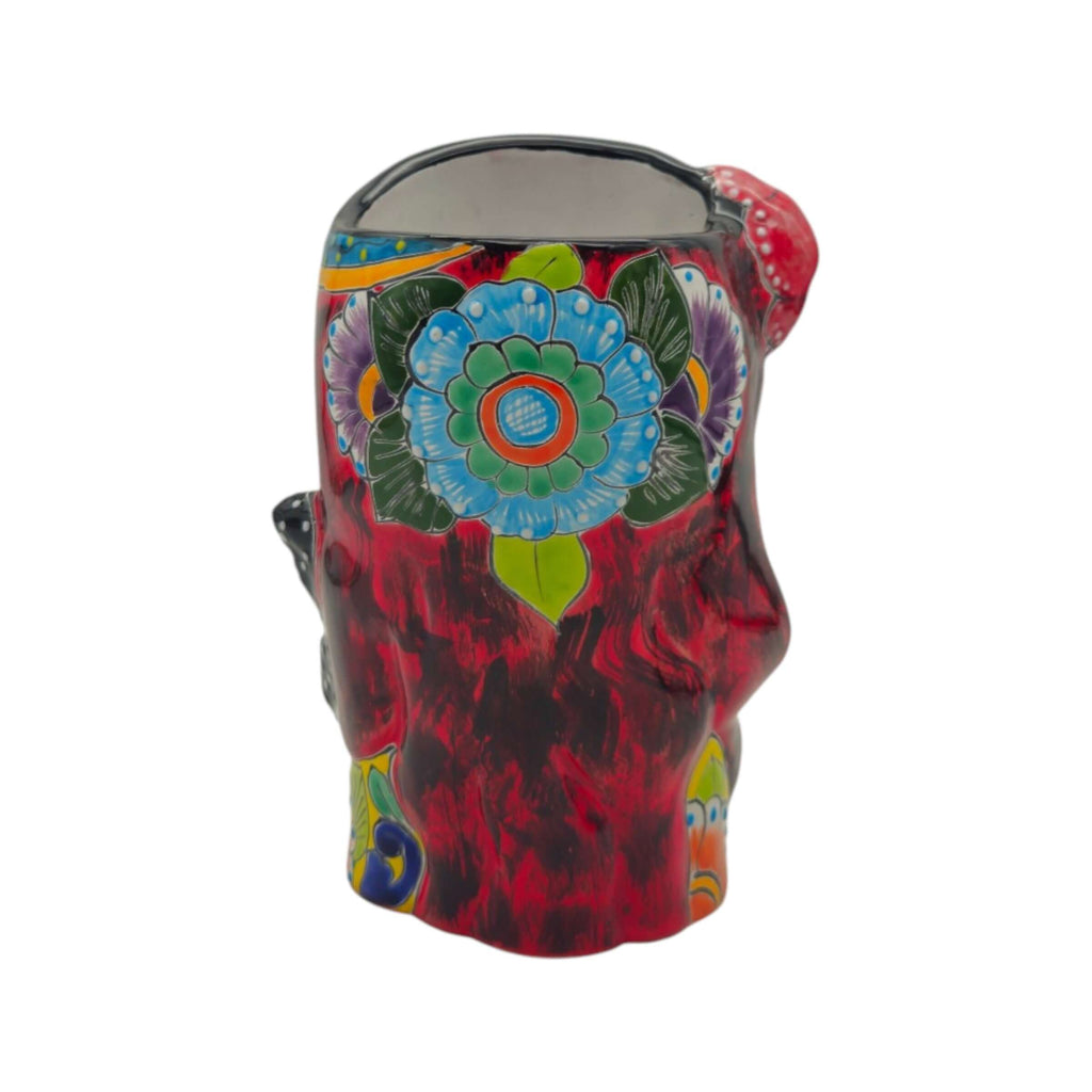 Talavera Lady Head Planter | Butterfly Design