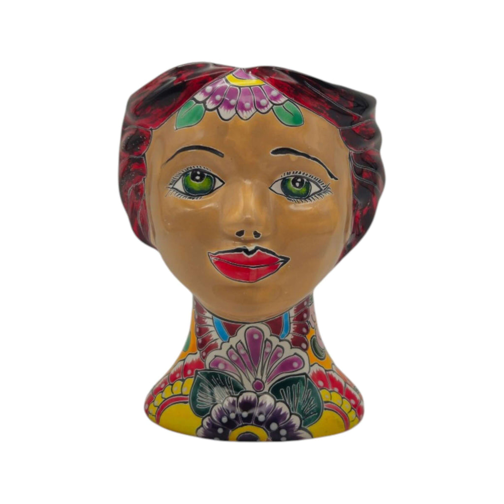 Talavera Lady Head Planter | Floral Folk Art