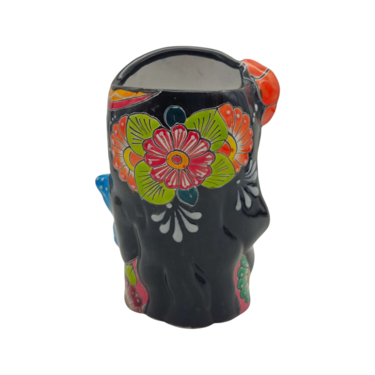 Talavera Lady Head Planter | Butterfly Design