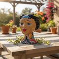 Talavera Lady Head Planter | Floral Folk Art