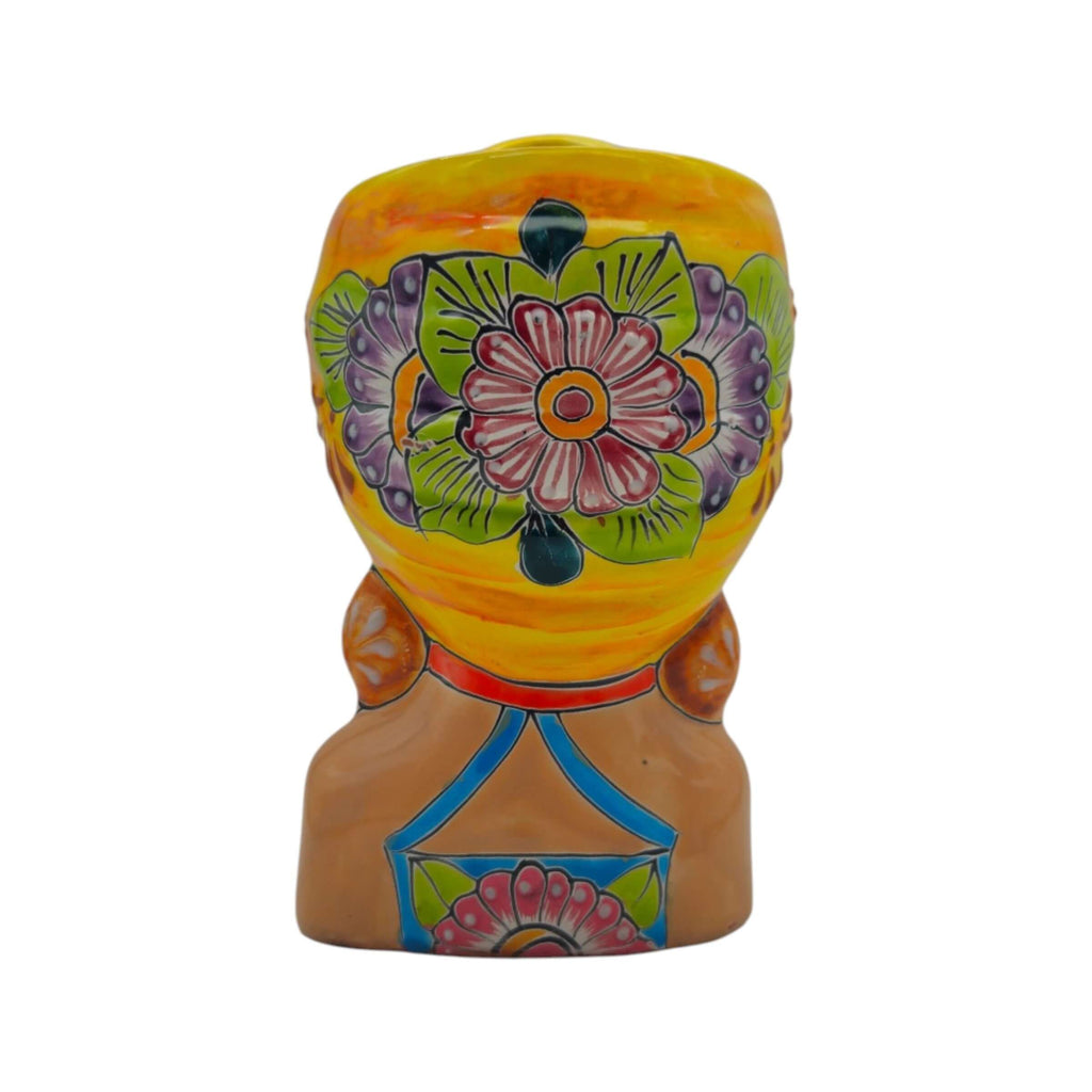 Talavera Lady Head Planter | Colorful Hand-Painted Decor