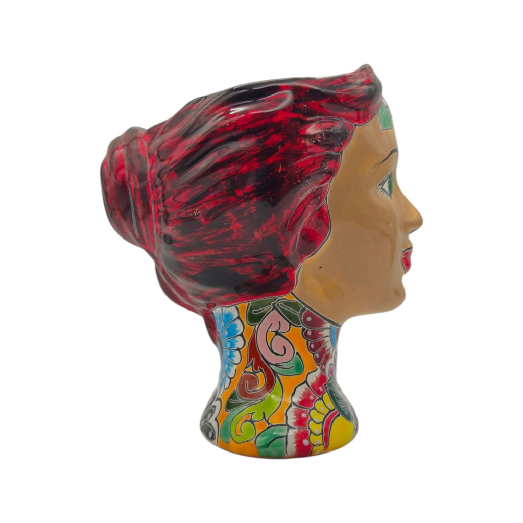 Talavera Lady Head Planter | Floral Folk Art